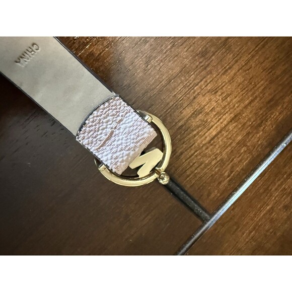?WOMEN MICHAEL KORS Pebbled PINK White Gold LOGO Belt - Ships Fast!!! main image 15